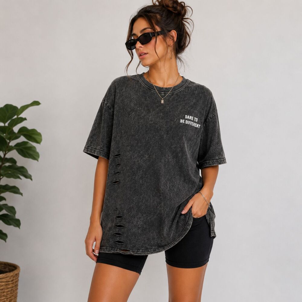 MANIFY Men’s M Acid Wash Distressed Graphic Tee Oversized Streetwear NWT